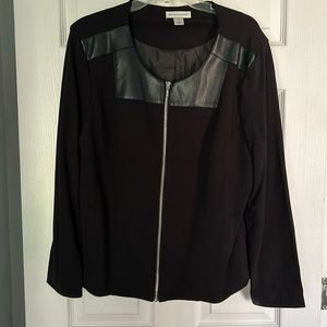Black knit hscket with faux lesther trim size XL